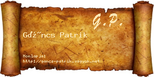 Gáncs Patrik névjegykártya